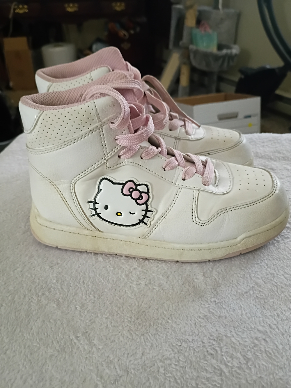 Hello Kitty White & Pink High-Top Sneakers for Kids
